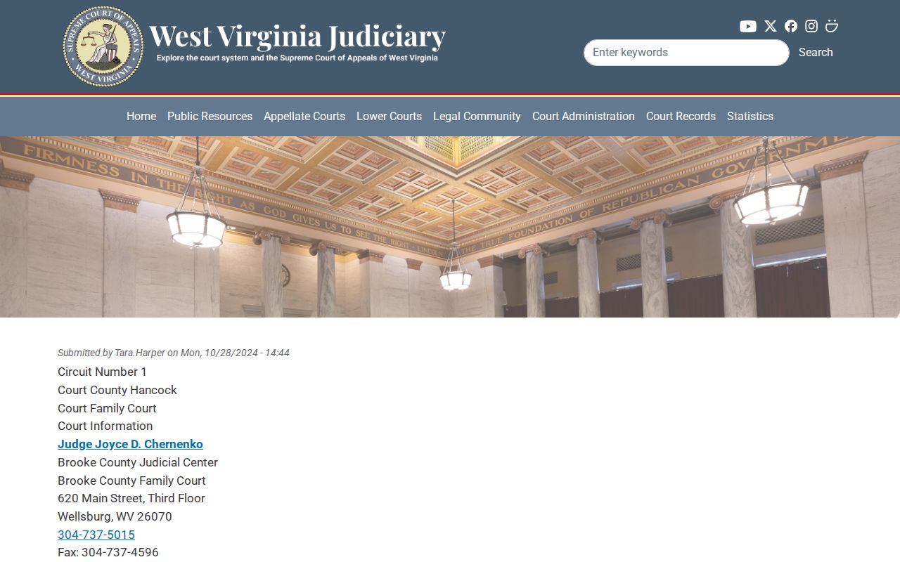 First Family Court Circuit contacts for confirming Hancock County court dates