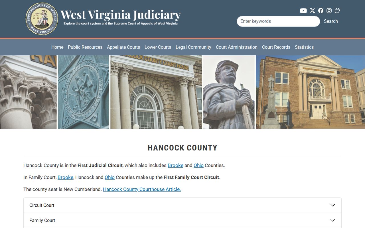 Official Hancock County court directory for choosing a case-search court
