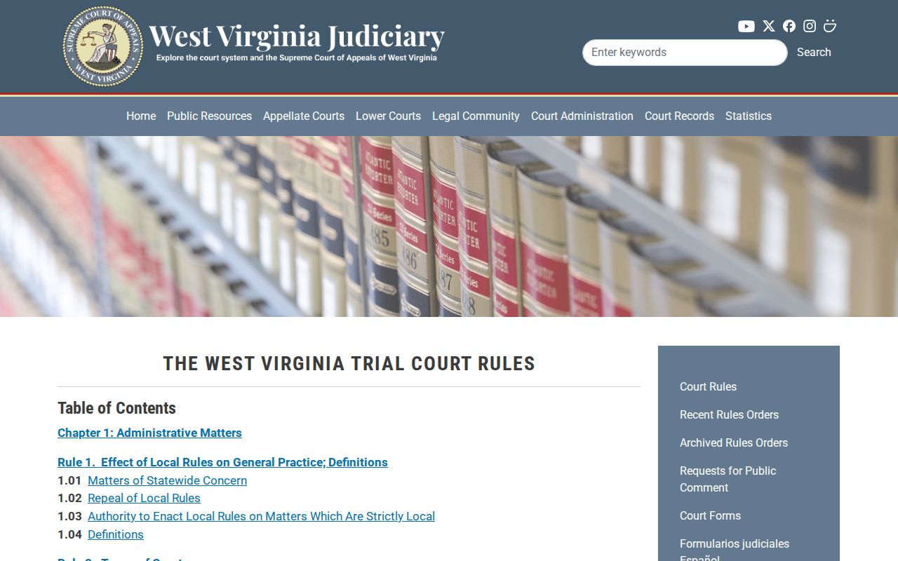 Hancock County civil docket electronic register access rule